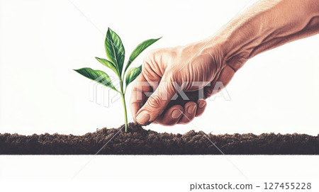 illustration hand plant style attention detail 127455228