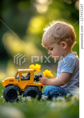 child toy truck garden grass expression 127455287