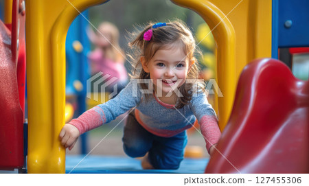 girl playground equipment style moment joy 127455306