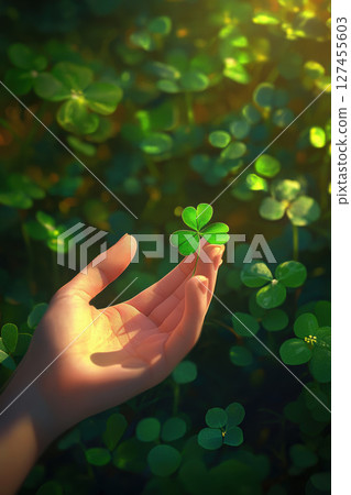 hand reaches touch forest scene light hand reaches touch forest scene light 127455603