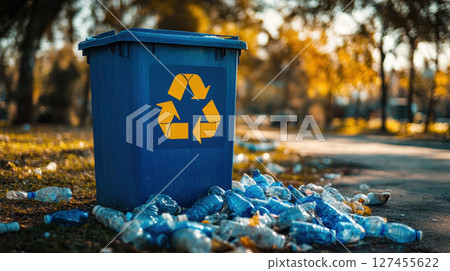 trash symbol trees goldenyellow closeup bin 127455622