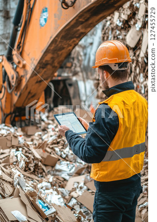 construction worker waste management siteconstruction site 127455729