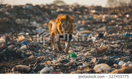 lion garbage field hour scene mane 127455775