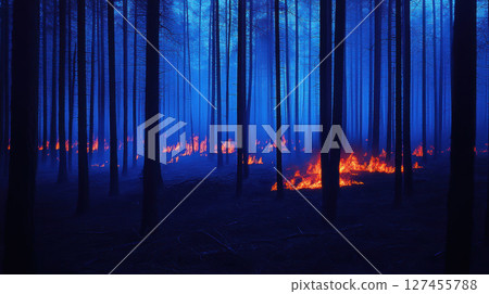 portrayal forest flames hue engulfed bathed portrayal forest flames hue engulfed bathed 127455788