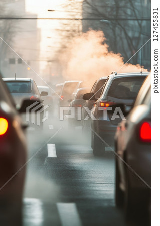 aerial view traffic city street morning 127455831