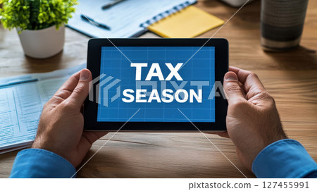 image persons hands text tax season image persons hands text tax season 127455991