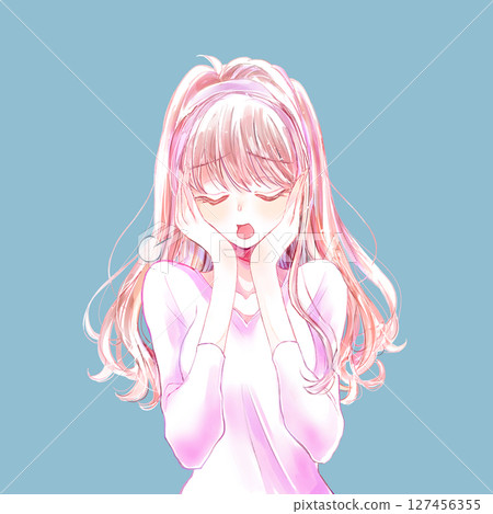 陷入困境的女人嘆息 127456355