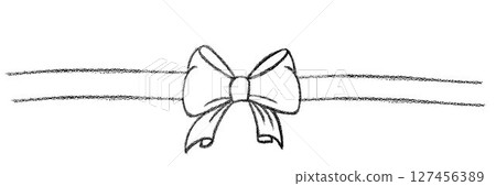 Chalk coquette bow on ribbon. Hand drawn vector illustration isolated on white background for design template wedding, Birthday, Christmas decoration or discount, sale. EPS10 Chalk coquette bow on ribbon. Hand drawn vector illustration isolated on white background for design template wedding, Birthday, Christmas decoration or discount, sale. EPS10 127456389