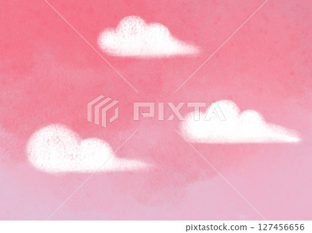 蓬鬆的雲背景素材_粉紅色 127456656