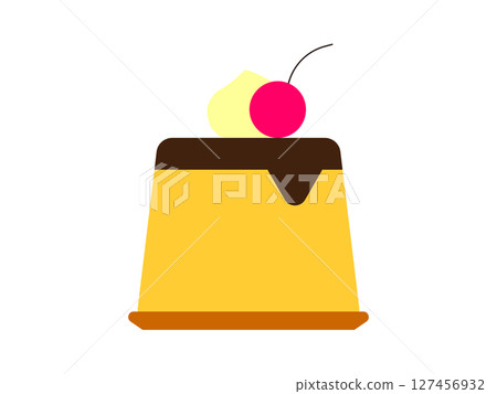 帶有奶油的布丁圖示的插圖 127456932