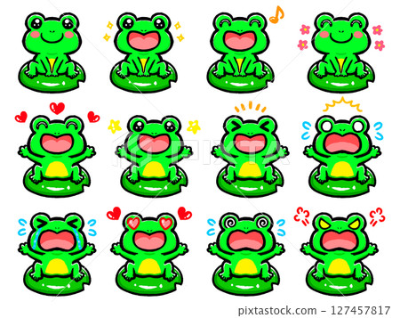 青蛙情緒塗鴉風格插畫素材集3 127457817
