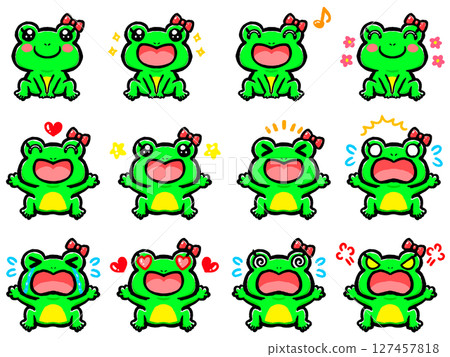 青蛙情緒塗鴉風格插畫素材套裝4 青蛙情緒塗鴉風格插畫素材套裝4 127457818