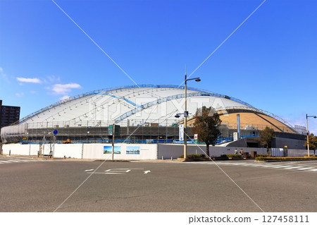 [香川縣] 新香川縣立體育館（香川穴吹競技場）正在高松太陽港建設中 127458111