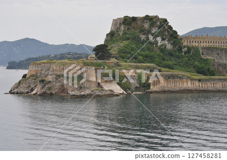 The old Venetian fortress of Corfu town, Corfu, Greece. The Old Fortress of Corfu is a Venetian fortress in the city of Corfu. Venetian Old Fortress Palaio Frourio 127458281