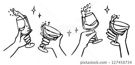 hand, glasses, champagne 127458734