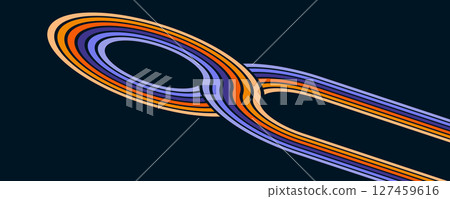 Colorful linear pattern of colored lines on a black background in retro style. Abstract background for creative design 127459616
