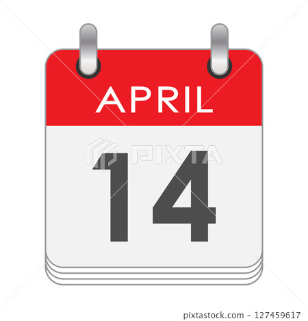 April 14. A leaf of the flip calendar with the date of April 14 127459617