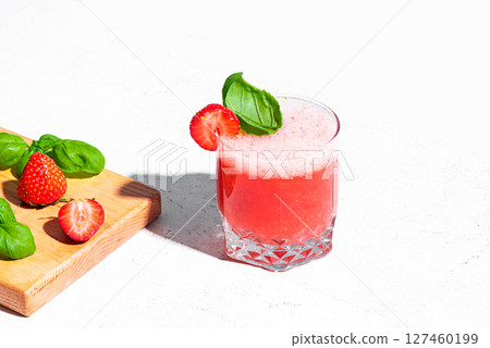 Strawberry Basil Smash Drink 127460199