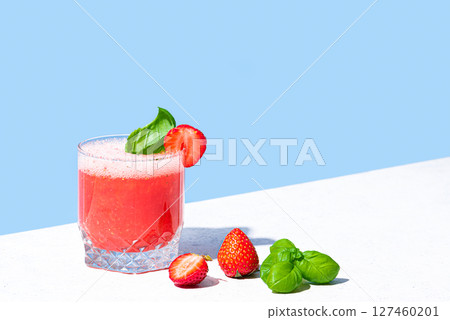 Strawberry Basil Smash Drink 127460201