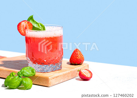 Strawberry Basil Smash Drink 127460202