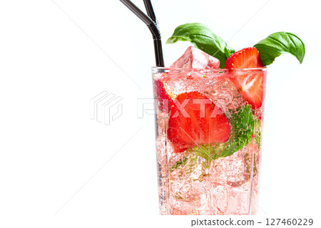 Strawberry and basil Mojito cocktail drink Strawberry and basil Mojito cocktail drink 127460229