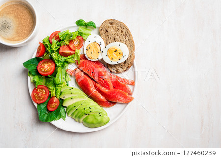 Healthy balanced breakfast plate Healthy balanced breakfast plate 127460239