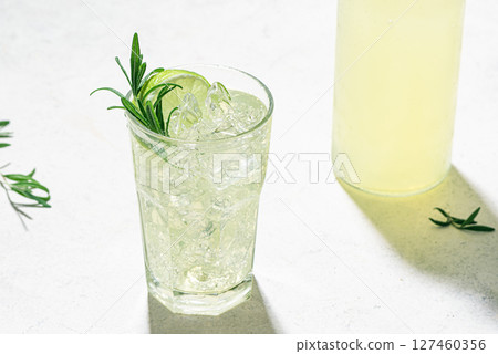 Ginger Ale or Ginger Beer with Lime and Rosemary Ginger Ale or Ginger Beer with Lime and Rosemary 127460356