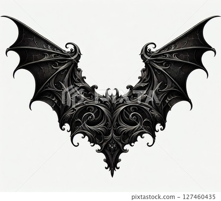 Ornate Black Bat Wings Illustration 127460435