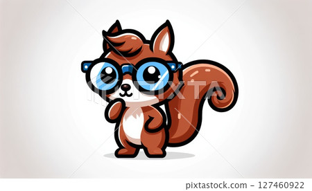 Cute Pixel Art Squirrel Wearing Blue Glasses 127460922