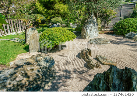Japanese garden (dry garden) in Monaco (Monte Carlo district) Japanese garden (dry garden) in Monaco (Monte Carlo district) 127461420