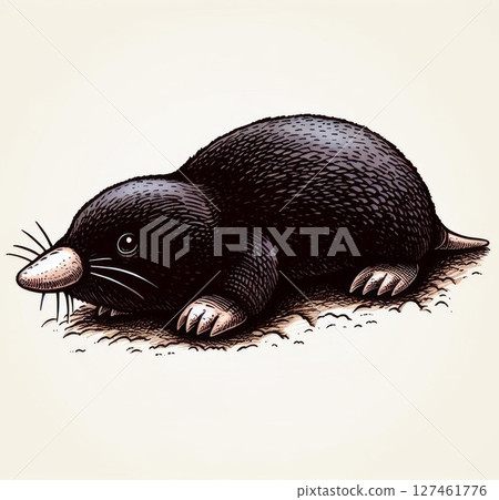 Black Mole Illustration on Beige Background 127461776