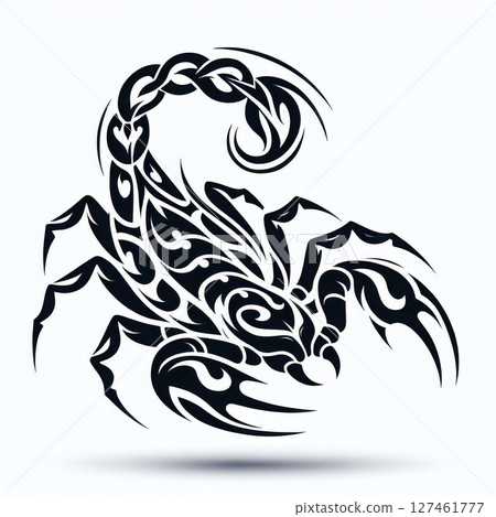 Black And White Tribal Scorpion Tattoo Design 127461777
