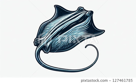 Blue Stingray Illustration on White Background 127461785