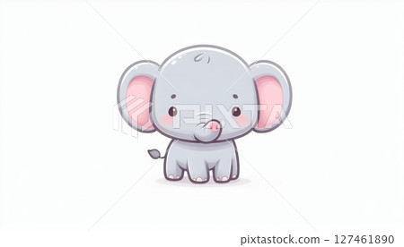 Adorable Grey Pixel Art Baby Elephant Illustration 127461890