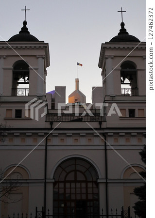The flag on the Presidential Palace. 127462372
