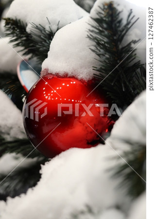 Festive decorations on the street in Chisinau. 127462387