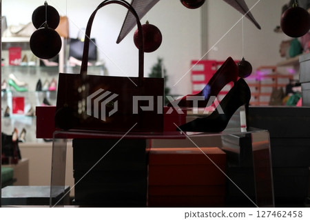 A brightly decorated Christmas showcase. A brightly decorated Christmas showcase. 127462458