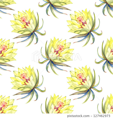 White epiphillum oxypetallim botanical flowers. Wild spring leaf wildflower. Watercolor illustration set. Watercolour drawing aquarelle. Seamless background pattern. Fabric wallpaper print texture. 127462973