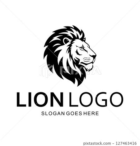 King Lion Head Logo Template on white background 127463416
