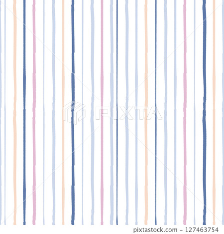 Stripes seamless pattern. Vertical rough blue and pink pastel on white striped background. 127463754