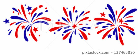 Vector set of fireworks for American Independence Day. 127463850