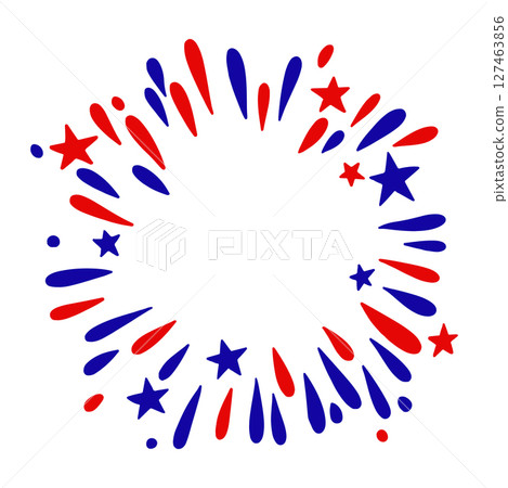 Vector round frame, fireworks for American Independence Day. 127463856