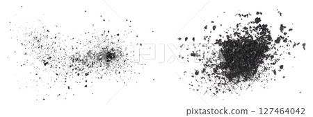 Pile of coal carbon or charcoal dust isolated on white background 127464042