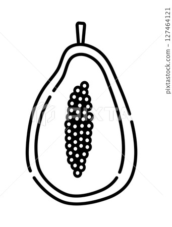 Papaya black and white vector line icon, exotic fruit Papaya black and white vector line icon, exotic fruit 127464121