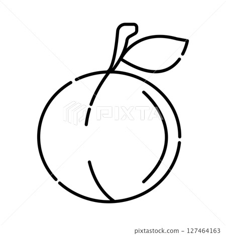 Peach black and white vector line icon Peach black and white vector line icon 127464163