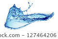Blue water splashing on a backdrop. 127464206