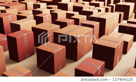 Stacked Cardboard Boxes Variations Depicting Storage and Logistics Organization Stacked Cardboard Boxes Variations Depicting Storage and Logistics Organization 127464220