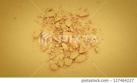 Cluster of Broken Yellow Stones on Dotted Background 127464227