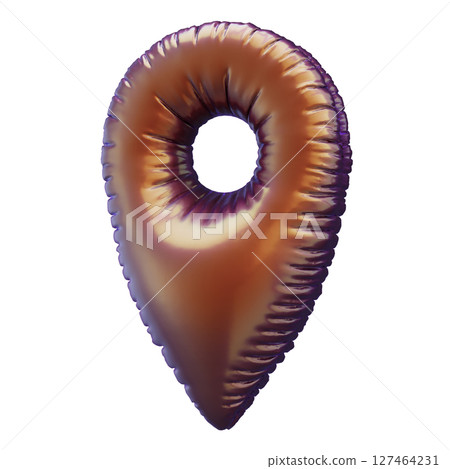 Metallic Balloon Shape Resembling a Map Location Marker in Gold and Purple Metallic Balloon Shape Resembling a Map Location Marker in Gold and Purple 127464231