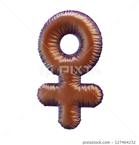 Metallic Female Gender Symbol Balloon Isolated on White Background 127464232